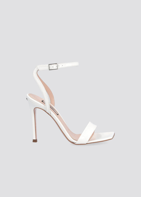 White Women's Liu Jo Patent Leather Heeled Sandals | QOV-786495