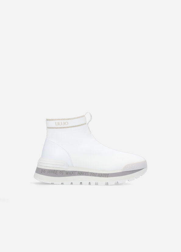 White Women's Liu Jo Perforated Sock Sneakers | TBA-913845