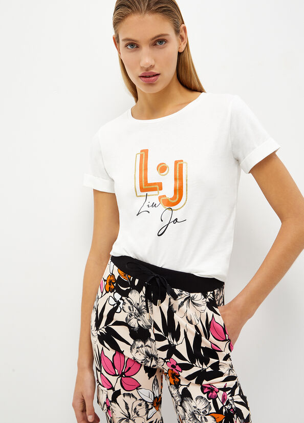 White Women's Liu Jo With Logo T Shirts | QIJ-758241