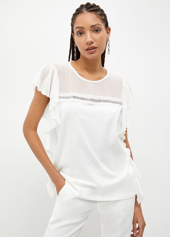 White Women's Liu Jo With Rhinestones Tops | QVR-546921