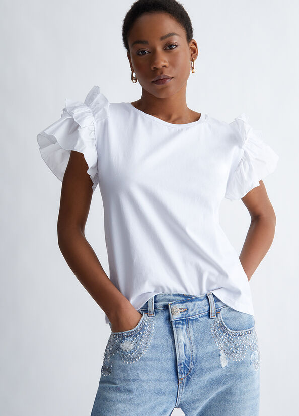 White Women's Liu Jo With Ruching Tops | FMP-301259