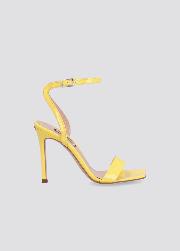 Yellow Women's Liu Jo Patent Leather Heeled Sandals | ODG-145278